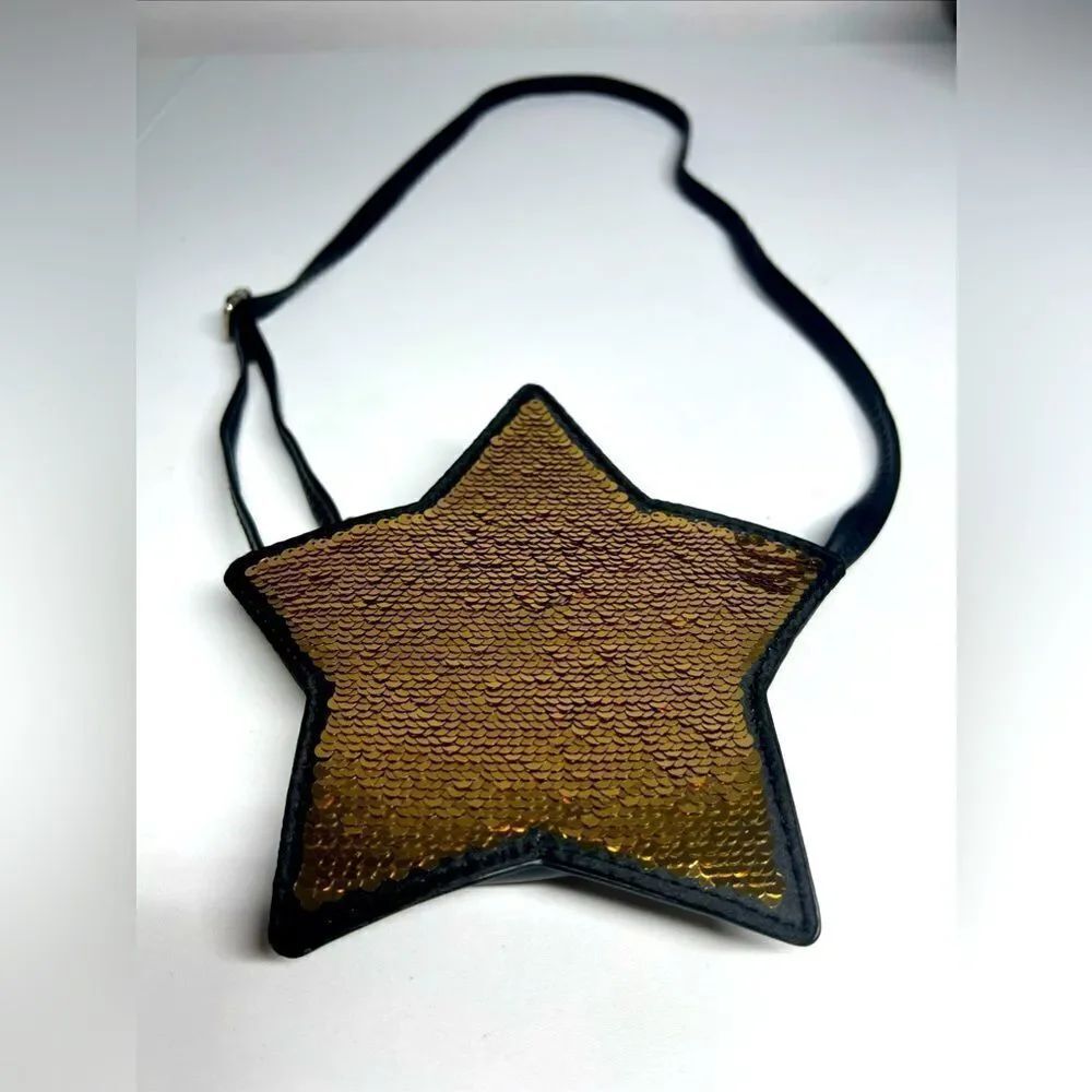 Star Shaped Crossbody Bag Poshette Gold Sequins Zipper Closure